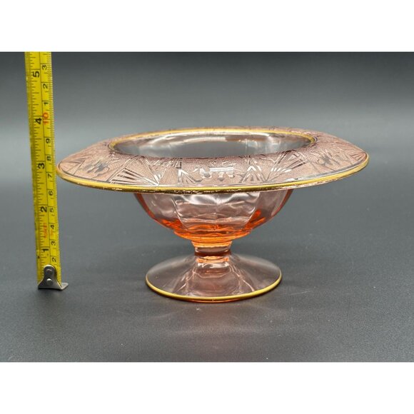 Vintage Tiffin Glass Pink Depression Compote Pedestal Candy Dish w/ Rim - Picture 6 of 7
